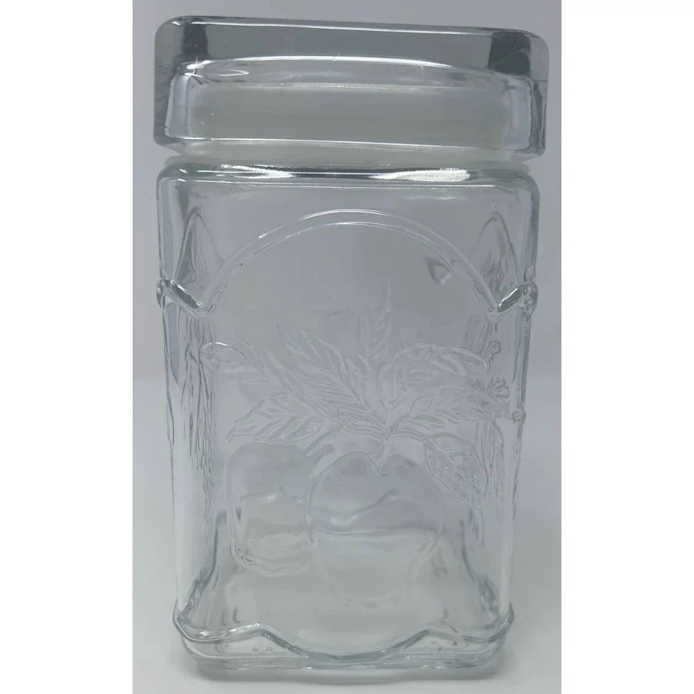 Canada 11 Clear Glass Pressed Fruit Grapes,‎ Pears, Cherries & Apples Canister